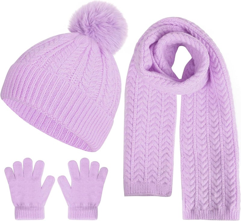 Chinyuti Kids Winter Beanie Hat Scarf Gloves Set, Toddler Winter Cap Knit Neck Warmer Gaiter Mittens for Children 2-8 - Image 1